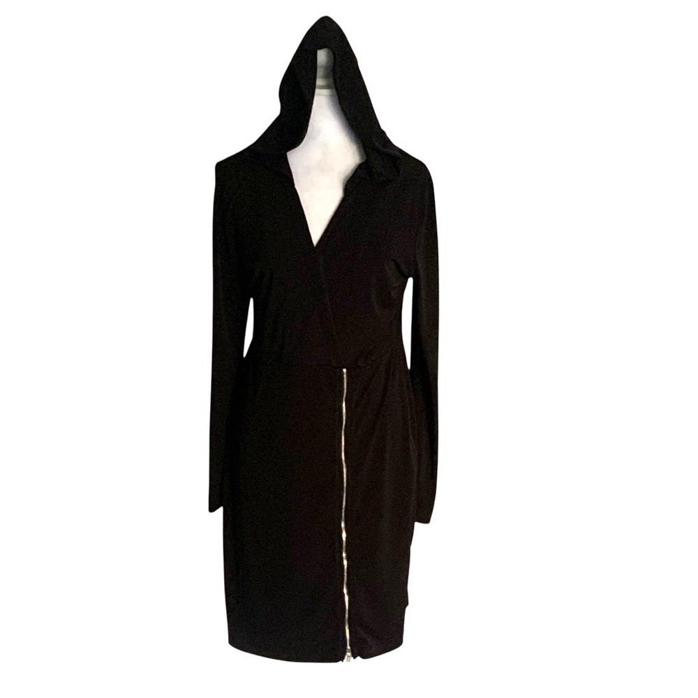 Anatomie Black Long Sleeve Women’s Medium Hooded Dress Made in Italy